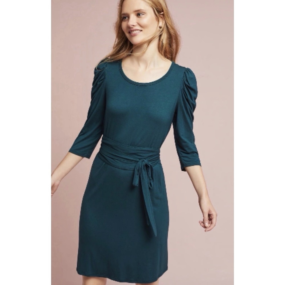 NWT ANTHROPOLOGIE MAEVE Ceres Ruched Green Dress Small